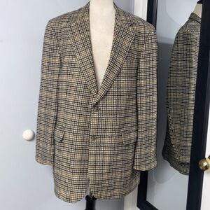100%CAMEL HAIR HOUNDSTOOTH BLAZER BILL BASS PARISIAN BLACK LABEL MADE IN MEXICO